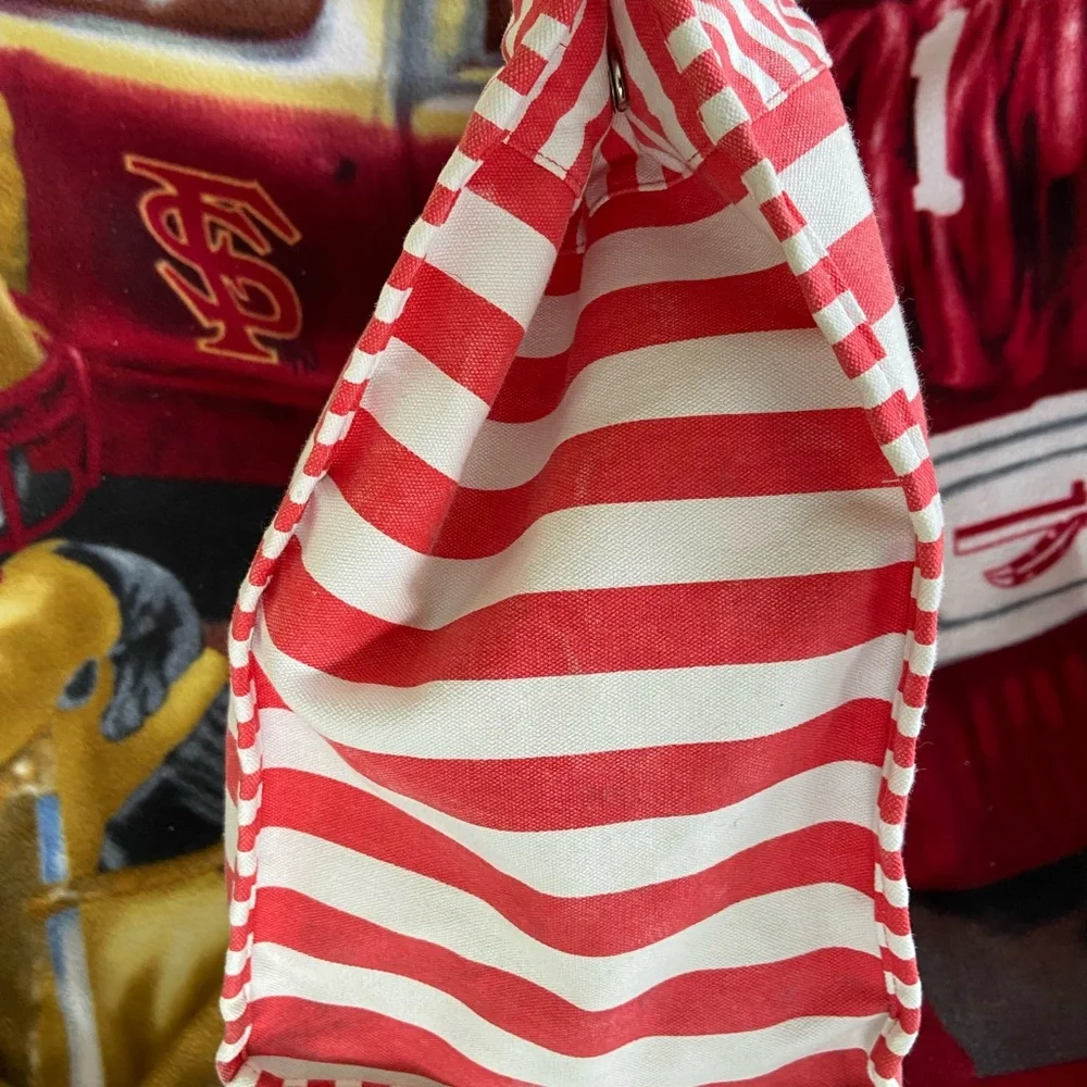Chico's Florida State University Handcrafted Red and White Striped Tote